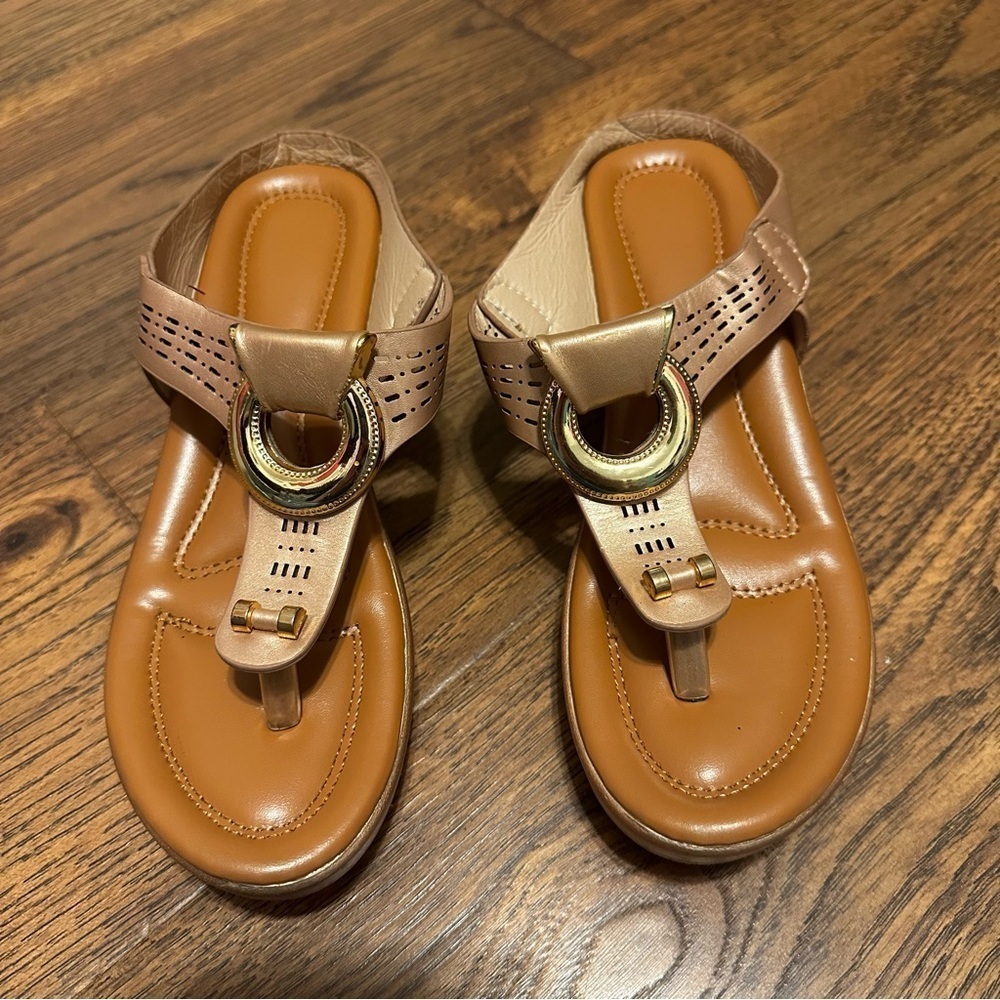 Brown Wedge Sandals - Super Cute - Size 37